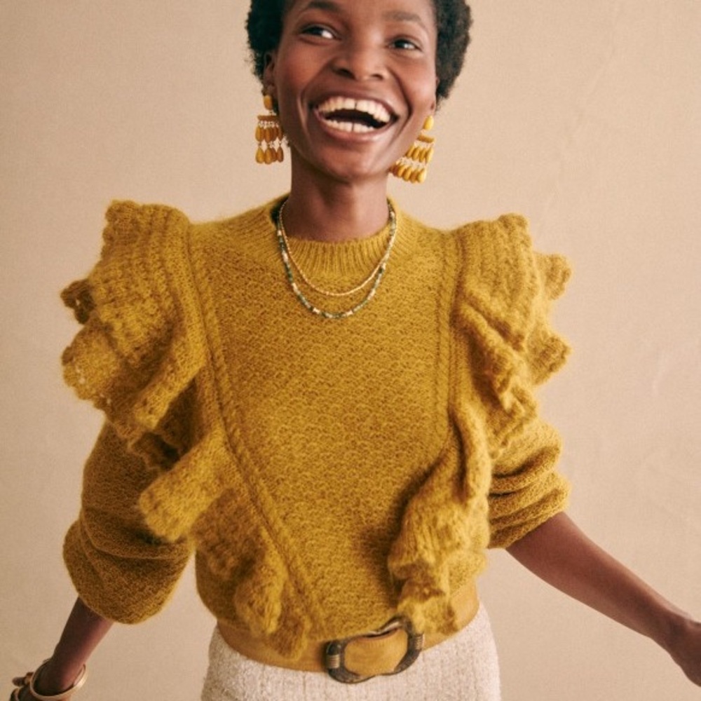 Sezane Elsa Jumper Vert Gold - Size L